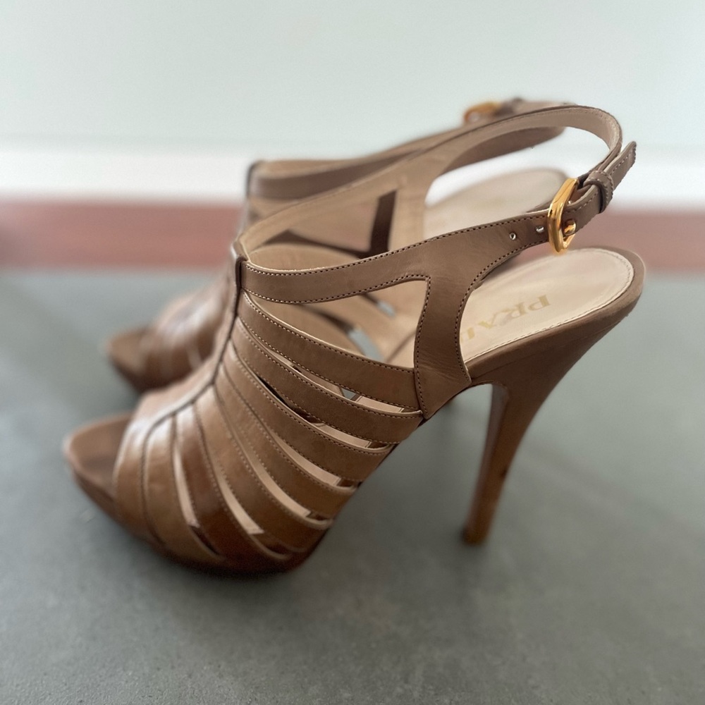 PRADA leather strappy heeled sandals